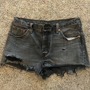 Levi's - Distressed Black Denim Shorts